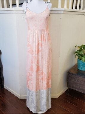 Tommy Bahama Peach and Silver-Trim Maxi